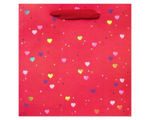 Scattered Hearts Red Valentine's Day Medium Gift Bag, 1-Count