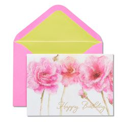 Pink Roses Birthday Greeting Card