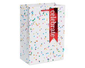 Rainbow Confetti Small Celebration Gift Bag with Tag