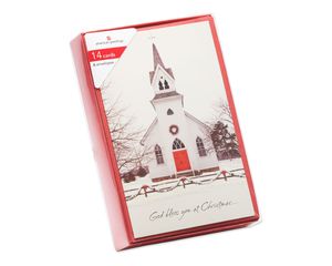 Snowy Church Christmas Boxed Cards, 14 Count