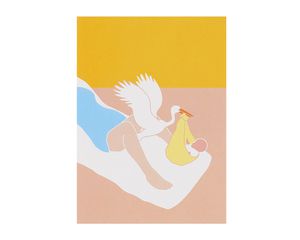 Stork Flying Out Baby Card