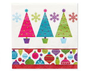 Playful Trees Christmas Beverage Napkins, 16-Count