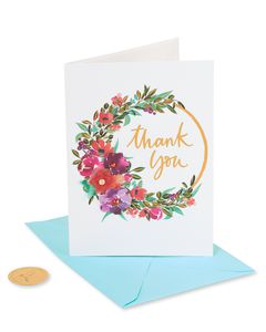 Painterly Wreath Thank You Greeting Card 
