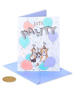 Let's Pawty Dog Birthday Greeting Card 