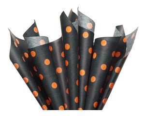 Black and Orange Polka Dots Tissue Paper, 6-Sheets