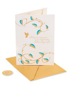 Teal and Gold Sympathy Greeting Card 