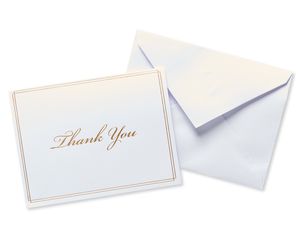 Gold Script Thank-You Cards and White Envelopes, 50-Count