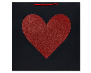 Extra-Large Red Glitter Heart Gift Bag