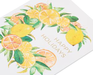 Wishes of the Season Citrus Wreath Christmas Cards Boxed, 14-Count