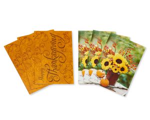 Orange and Sunflower Thanksgiving Cards, 6-Count