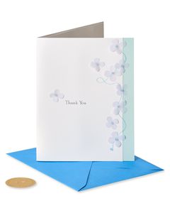 Light Blue Flowers Thank You Greeting Card 