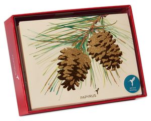 Holiday Pine Cones Christmas Cards Boxed, 14-Count