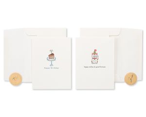 Cat and Cake Birthday Greeting Card Bundle, 2-Count
