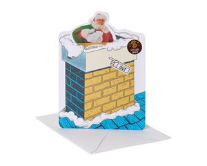 Santa Down a Chimney Christmas Greeting Card