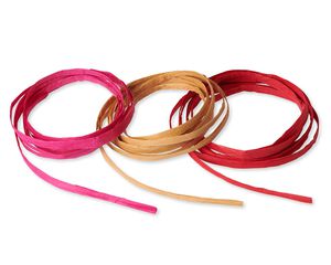 Tan, Red and Pink Raffia Ribbon, 6 Ft. Each, 18 Ft. Total