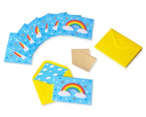 Rainbow Handmade Boxed Blank Note Cards with Glitter, 8-Count