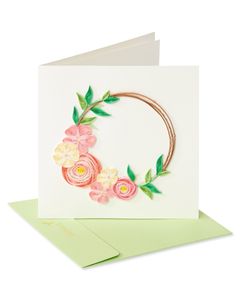 Floral Wreath Quilling Greeting Card 