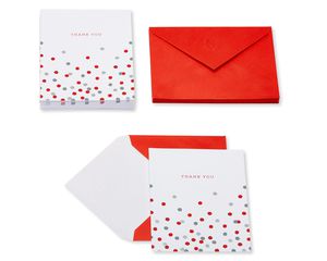 Red and Silver Thank You Blank Note Cards and Red Envelopes, 20-Count