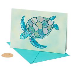 Mosaic Turtle Blank Greeting Card