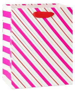 Large Valentine's Day Gift Bag, Stripes, 1-Count
