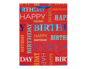 large red happy birthday gift bag