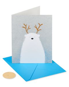 Glitter-Free Holiday Polar Bear Christmas Cards Boxed, 20-Count