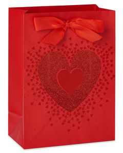 Small Red Glitter Heart Gift Bag