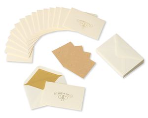 Gold Flourish Thank You Boxed Blank Note Cards and Envelopes, 16-Count