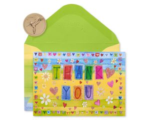 Glitter Hearts Thank You Boxed Blank Note Cards, 14-Count