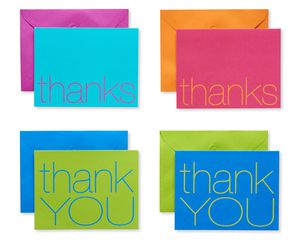 Bold Multicolored Thank You Cards and Multicolored Envelopes, 50-Count