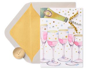 Champagne and Streamers New Years Greeting Card