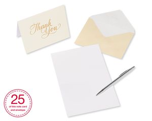 Gold and Cream Thank-You Cards and Cream Envelopes, 50-Count