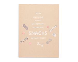 favorite snacks valentine's day card from dog