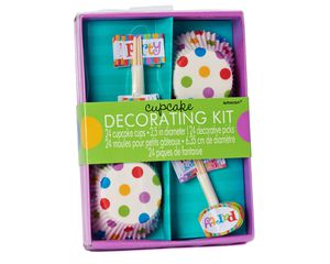 dots & stripes cupcake decorating kit 24 ct