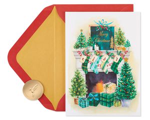 Christmas Mantel Christmas Cards Boxed, 14-Count