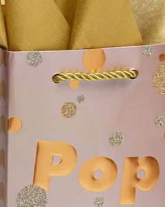 Pop Fizz Clink Beverage Gift Bag with Gold Linen Tissue Paper, 1 Gift Bag and 4 Sheets of Tissue Paper