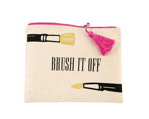 Mud Pie Brush It Off Canvas Print Make-Up Case