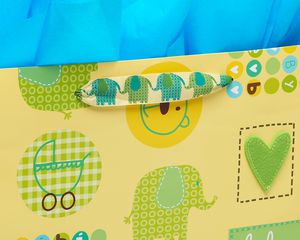 Baby Icons Jumbo Gift Bag with Turquoise Tissue Paper, 1 Gift Bag and 8 Sheets of Tissue Paper