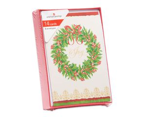 Joy Wreath Christmas Boxed Cards, 14 Count