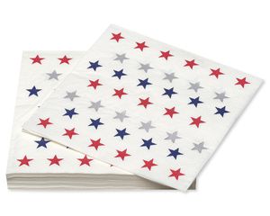 Red, White and Blue Father's Day Party Supplies, Beverage Napkins, 20-Count