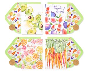 Fruits and Vegetables Thank You Boxed Blank Note Cards with Envelopes, 20-Count