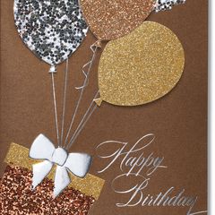 Glitter Balloons Birthday Greeting Card