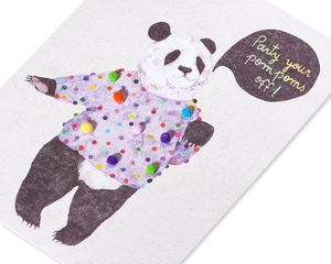 Pom Pom Panda Funny Birthday Greeting Card 