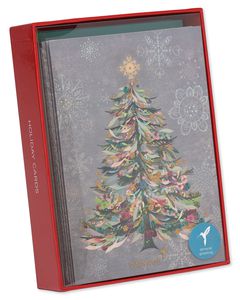 Festive Holiday Tree Christmas Cards Boxed, 14-Count