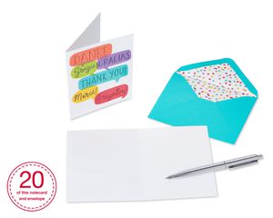 International Thanks Boxed Thank You Cards and Envelopes, 20-Count