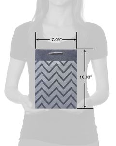 Small Silver Chevron Stripes with Glitter Gift Bag