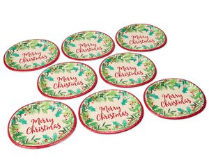 Merry Christmas Holly Dinner Plate 8 ct