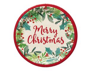 Merry Christmas Holly 8-Count Dessert Plate