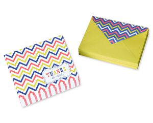 Multicolored Chevron Thank-You Cards and Lime Green Envelopes, 50-Count