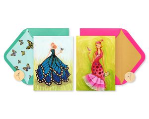 Flamingo and Butterfly Birthday Greeting Card Bundle for Her, 2-Count